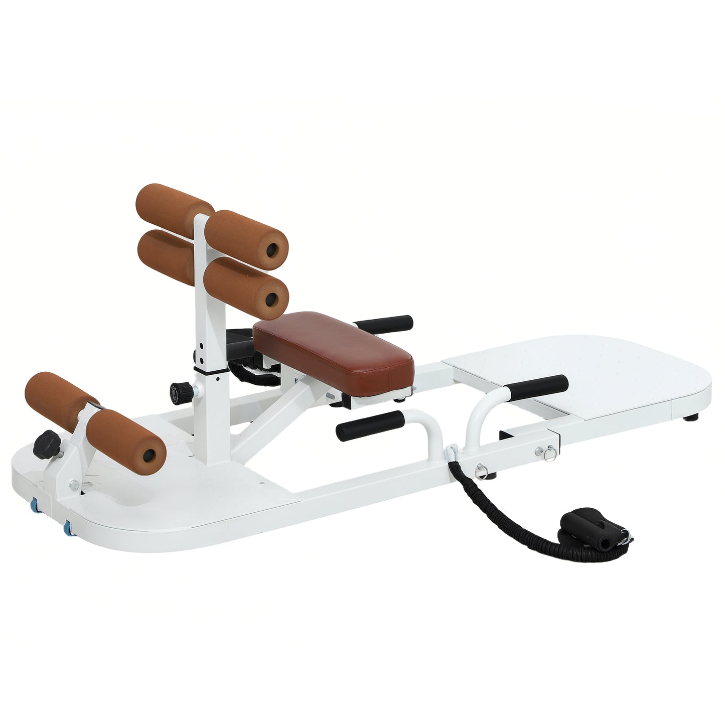 Foldable Sissy Squat Machine, Hip Thrust Machine with Push Up Stand, Multipurpose Glute Workout Equipment, White