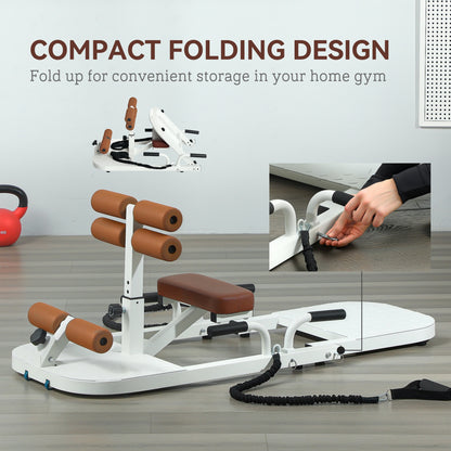 Foldable Sissy Squat Machine, Hip Thrust Machine with Push Up Stand, Multipurpose Glute Workout Equipment, White