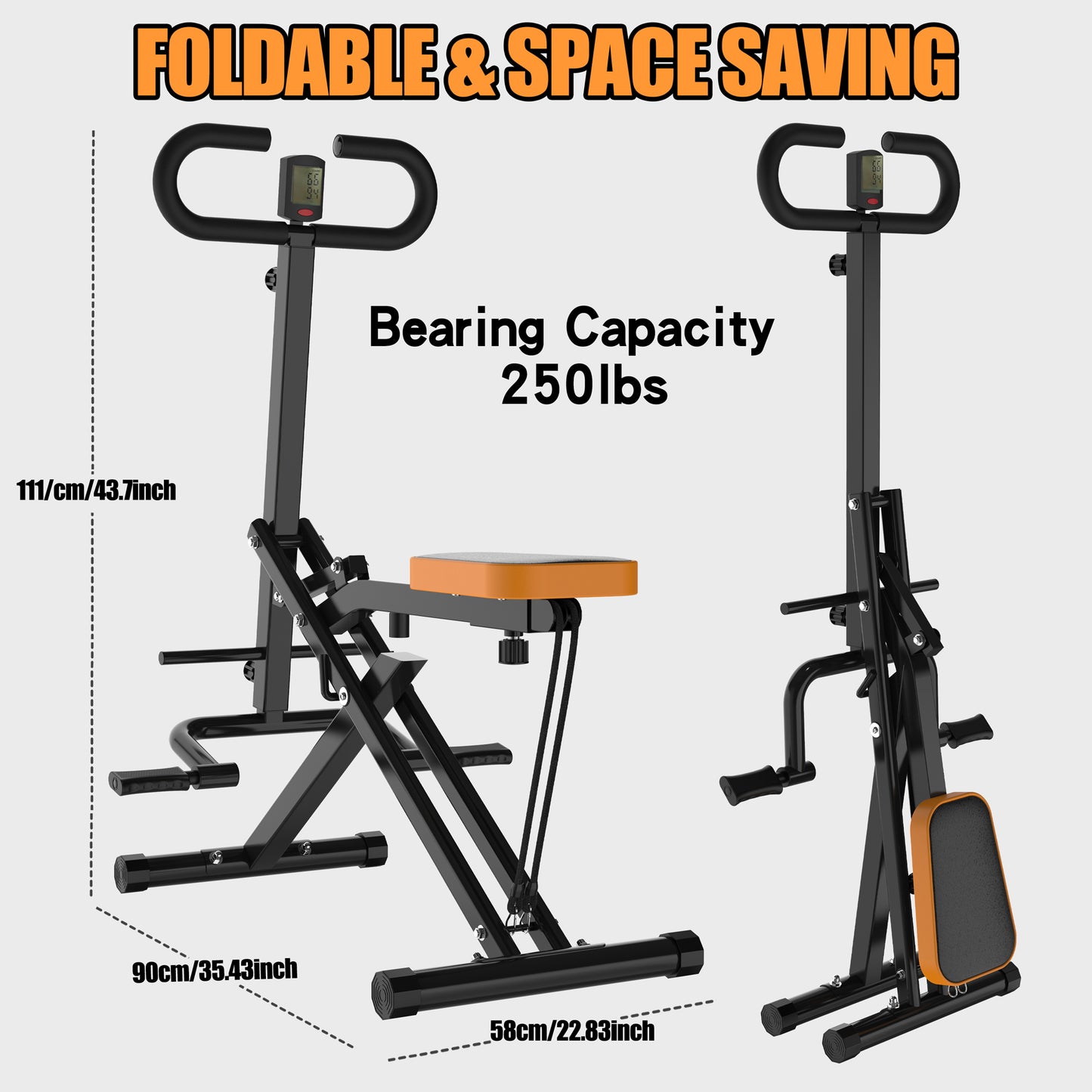 Squat Machine For Home, Assist Trainer For Glutes Workout Foldable With Resistance Bands, For Botty Glutes Butt Thighs, Ab Back Leg Press Hip Thrust For Home Gym Fitness-Black