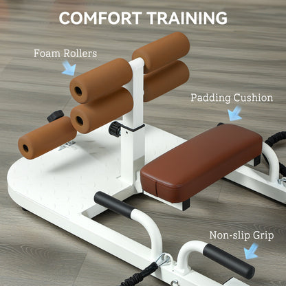 Foldable Sissy Squat Machine, Hip Thrust Machine with Push Up Stand, Multipurpose Glute Workout Equipment, White